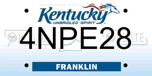 4NPE28 Kentucky License Plate