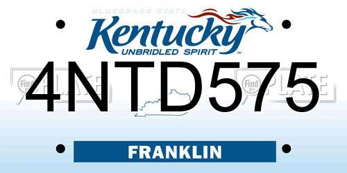4NTD575 Kentucky License Plate