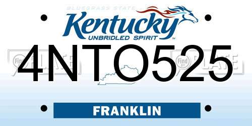 4NTO525 Kentucky License Plate