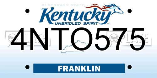 4NTO575 Kentucky License Plate