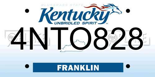 4NTO828 Kentucky License Plate