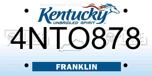 4NTO878 Kentucky License Plate