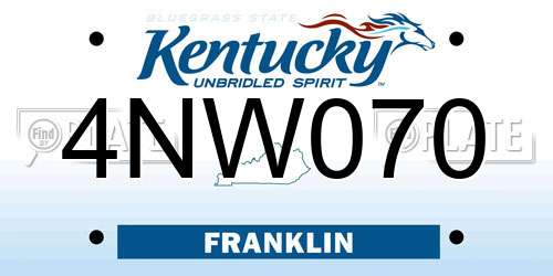 4NW070 Kentucky License Plate