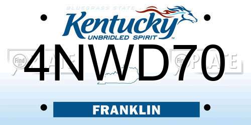 4NWD70 Kentucky License Plate