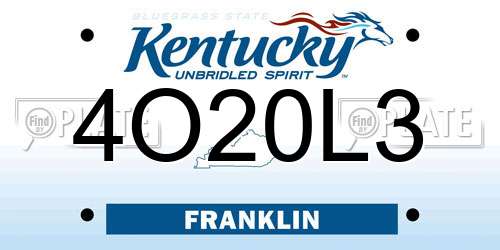 4O20L3 Kentucky License Plate