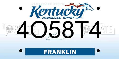 4O58T4 Kentucky License Plate