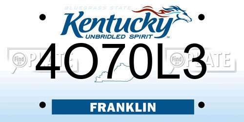 4O70L3 Kentucky License Plate