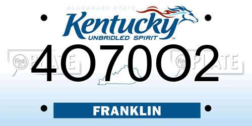 4O70O2 Kentucky License Plate