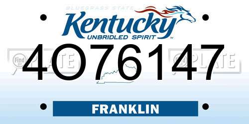 4O76147 Kentucky License Plate