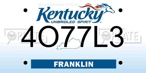4O77L3 Kentucky License Plate