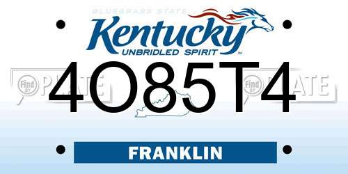 4O85T4 Kentucky License Plate