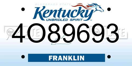 4O89693 Kentucky License Plate