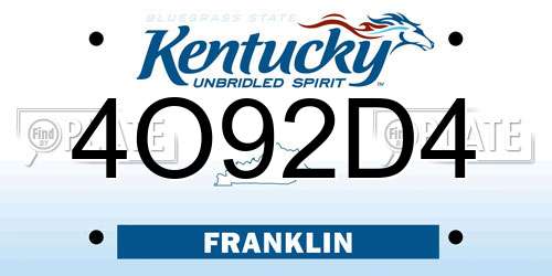 4O92D4 Kentucky License Plate