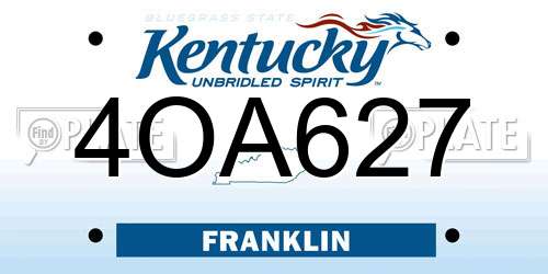 4OA627 Kentucky License Plate