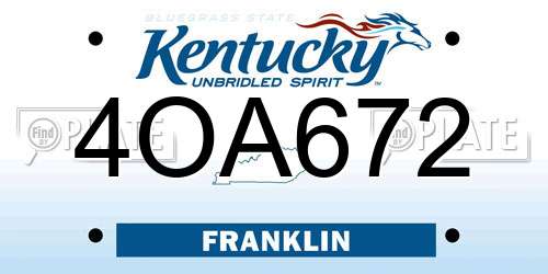 4OA672 Kentucky License Plate