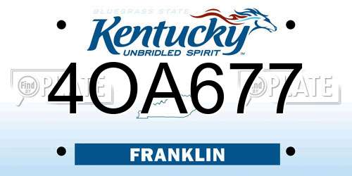 4OA677 Kentucky License Plate