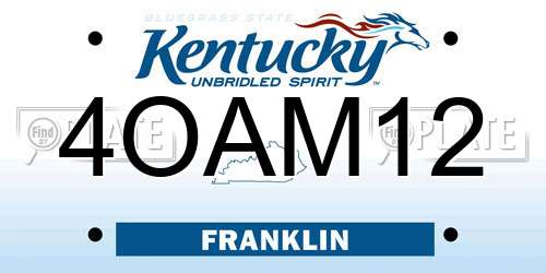 4OAM12 Kentucky License Plate