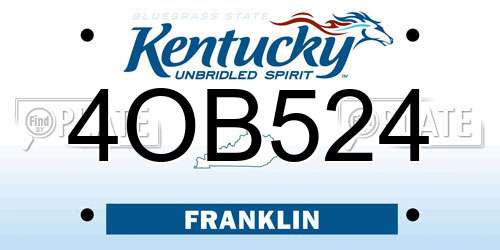 4OB524 Kentucky License Plate