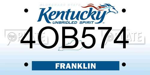 4OB574 Kentucky License Plate