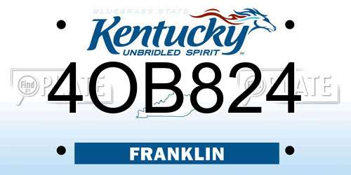 4OB824 Kentucky License Plate