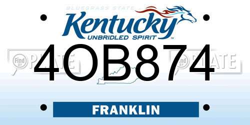 4OB874 Kentucky License Plate