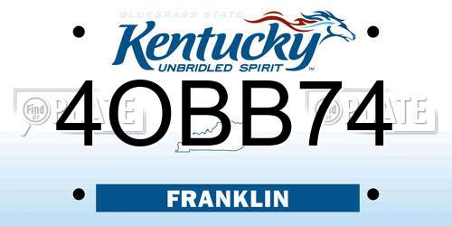 4OBB74 Kentucky License Plate