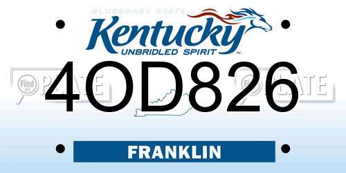 4OD826 Kentucky License Plate