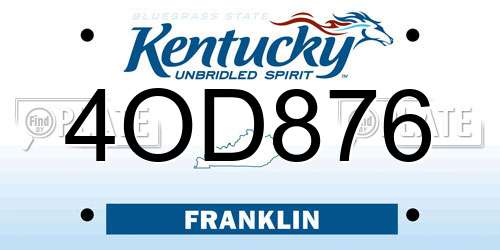 4OD876 Kentucky License Plate