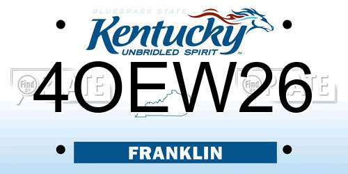 4OEW26 Kentucky License Plate