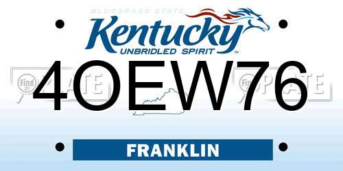4OEW76 Kentucky License Plate
