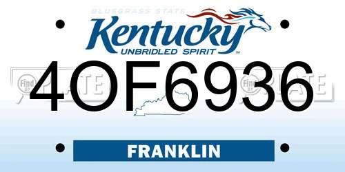 4OF6936 Kentucky License Plate