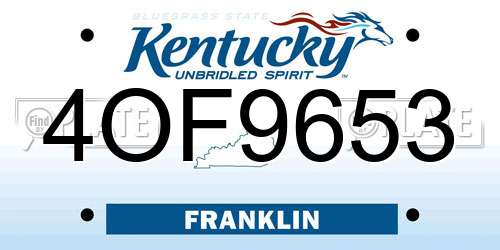 4OF9653 Kentucky License Plate
