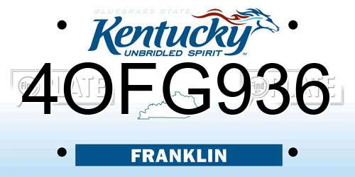 4OFG936 Kentucky License Plate
