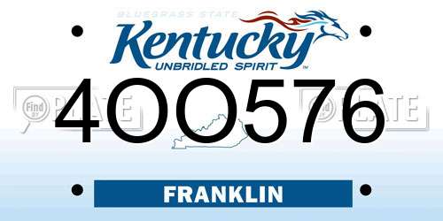 4OO576 Kentucky License Plate