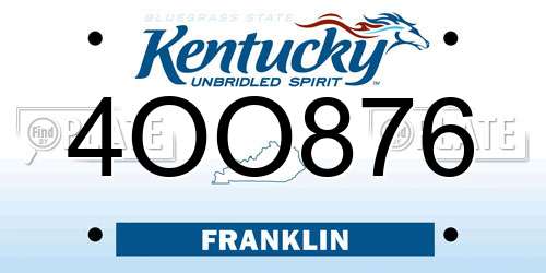 4OO876 Kentucky License Plate