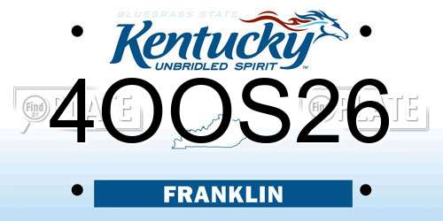 4OOS26 Kentucky License Plate