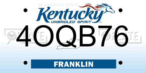 4OQB76 Kentucky License Plate