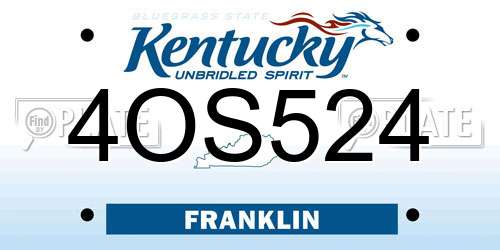 4OS524 Kentucky License Plate