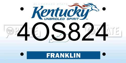 4OS824 Kentucky License Plate