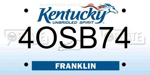 4OSB74 Kentucky License Plate