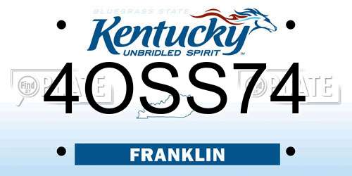 4OSS74 Kentucky License Plate