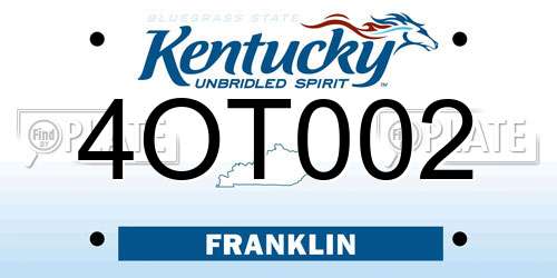 4OT002 Kentucky License Plate
