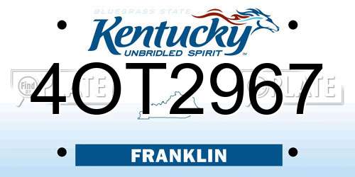4OT2967 Kentucky License Plate