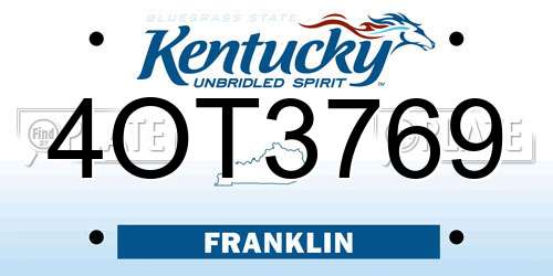 4OT3769 Kentucky License Plate