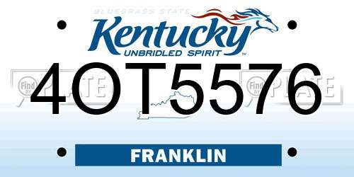 4OT5576 Kentucky License Plate