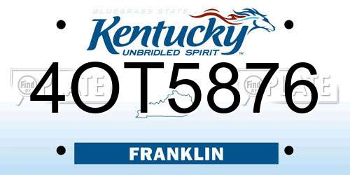 4OT5876 Kentucky License Plate