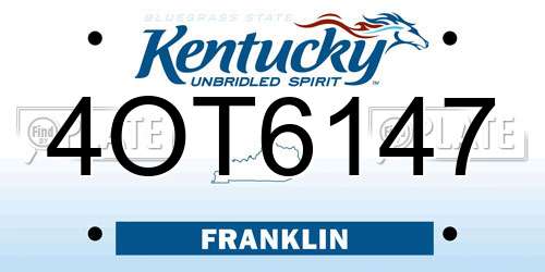 4OT6147 Kentucky License Plate