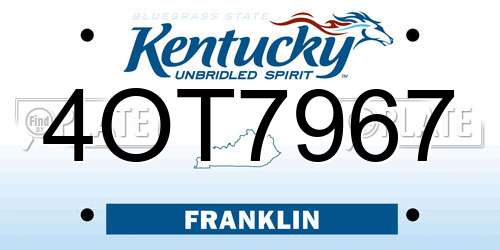 4OT7967 Kentucky License Plate