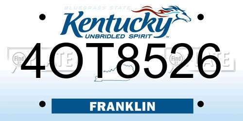 4OT8526 Kentucky License Plate