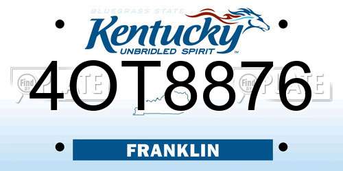 4OT8876 Kentucky License Plate